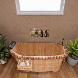 ALFI brand AB1148 59'' Free Standing Wooden Bathtub with Tub Filler