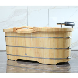 ALFI brand AB1163 61'' Free Standing Wooden BathTub with Headrest