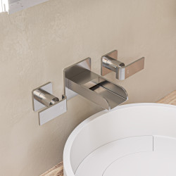 ALFI brand AB1796-BN Brushed Nickel Brass Widespread Wall Mount Bath Faucet
