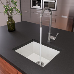 ALFI brand AB2017 20 Inch White Fireclay Undermount Kitchen Sink
