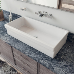 ALFI brand AB36TR 36 White Above Mount Fireclay Bath Trough Sink