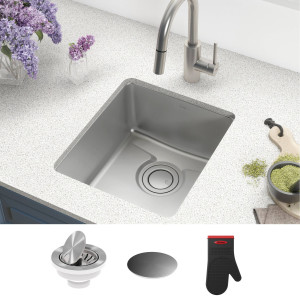 Kraus KD1US17B Dex™ 17-Inch Undermount Single Bowl TRU16 Gauge Stainless Steel 