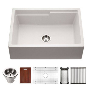 Houzer W-130-C Quartztone Granite Workstation Kitchen Sink in Cloud