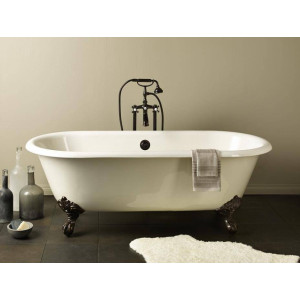 Cheviot 2110-BB-8 Biscuit Cast Iron Bathtub with Flat Area for Faucet Holes 8 Inch Drilling