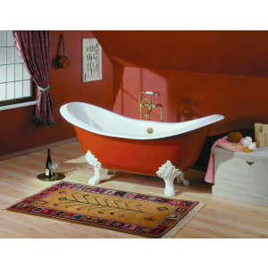 Cheviot 2114-BB-..-7 Regency Biscuit Cast Iron Tub with Lion Feet and Faucet Holes Drilled at 7