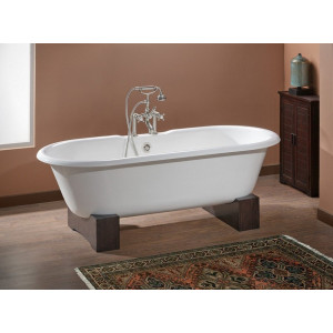 Cheviot 2130-BB-6 Wooden Base Bathtub in Biscuit with Flat Area on Rim 