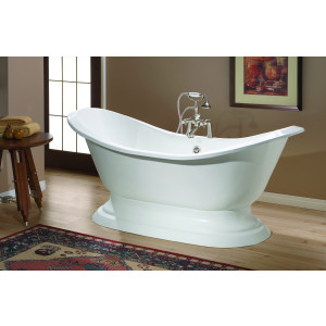 Cheviot 2153-BB-8 Cast Iron Pedestal Bathtub with Faucet Holes Drilled at 8 Inch