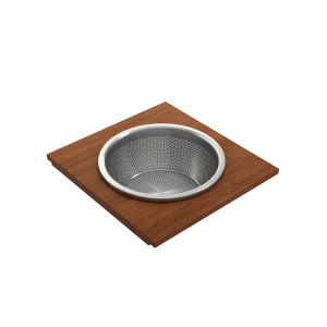 BOCCHI 2320 0014 Wood Board w Large Round Stainless Steel Mixing Bowl & Colander