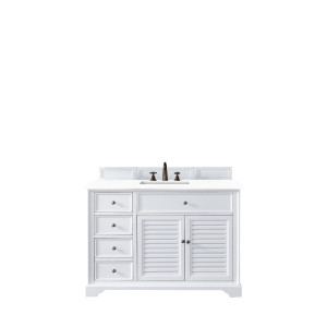 James Martin 238-104-V48-BW-3WZ Bright White Single Vanity Cabinet W/ Quartz Top