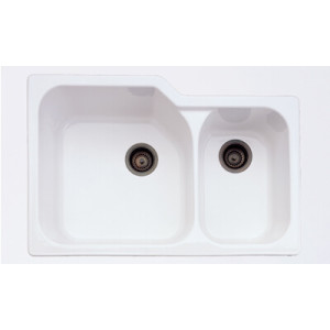 Biscuit Rohl 6337 Allia 33'' 2 Bowl Undermount Fireclay Sink