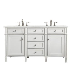 James Martin 655-V60D-BW-3EJP Bright White Double Vanity With Pearl Quartz Top