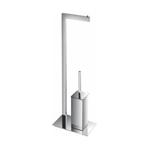 KubeBath 8217 Aqua Piazza Free Standing Toilet Paper Holder With Toilet Brush