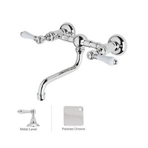 Rohl A1405/44LM-2 Metal-Lever Vocca Wall Mount Bridge Lavatory Faucet