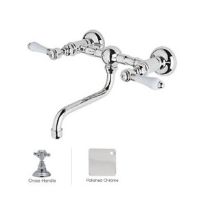 Rohl A1405/44XM-2 Cross-Handle Vocca Wall Mount Bridge Lavatory Faucet
