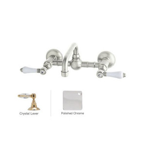 Rohl A1423LC-2 Vocca Wall Mounted Bridge Bath Faucet With Crystal Handle