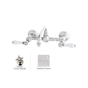 Rohl A1423XC-2 Vocca Wall Mounted Bridge Bath Faucet With Crystal Handle