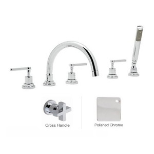 Rohl A2214XM Lombardia 5-Hole Deck Mounted Bath Mixer With C-Spout