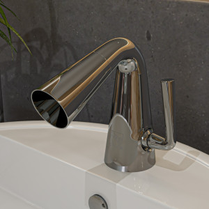 ALFI brand AB1788-BN Brushed Nickel Single Hole Cone Waterfall Bath Faucet