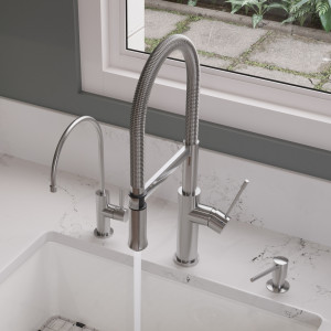 ALFI brand AB2015 Brushed Gooseneck Single Hole Kitchen Faucet