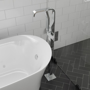 ALFI brand AB2180 Floor Mount Tub Filler with Shower Head Polished/Brushed