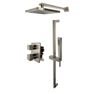 ALFI brand AB2830-BN Brushed Nickel 2 Way Thermostatic Square Shower Set