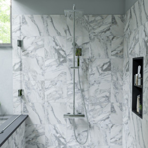ALFI brand AB2862-PC Polished Chrome Square Thermostatic Exposed Shower Set