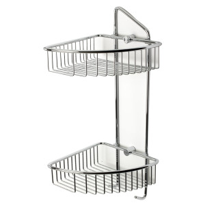 ALFI brand AB9532 Polished Chrome Corner Mounted Double Basket Shower Shelf