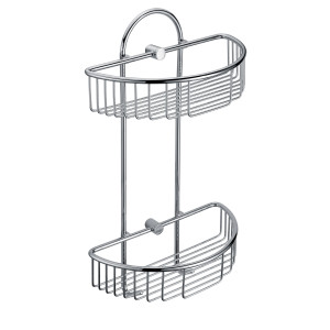 ALFI brand AB9534 Polished Chrome Wall Mounted Double Basket Shower Shelf