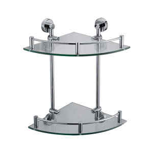 ALFI brand AB9548 Polished Chrome Corner Mounted Double Glass Shower Shelf