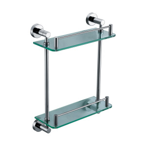 ALFI brand AB9549 Polished Chrome Wall Mounted Double Glass Shower Shelf