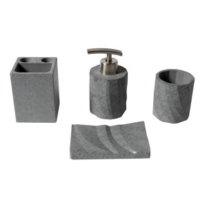 ALFI brand ABCO1019 5 Piece Solid Concrete Gray Matte Bathroom Accessory Set