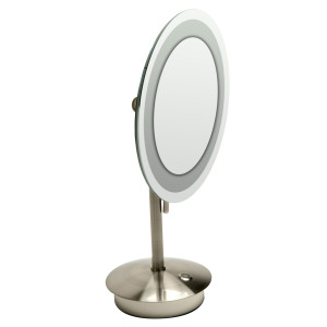ALFI brand ABM9FLED Tabletop Round 9 Inch 5x Magnifying Mirror with Light