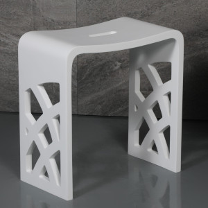 ALFI brand ABST88 Designer White Matte Solid Surface Bathroom / Shower Stool