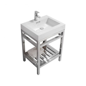 KubeBath AC24-P Cisco Stainless Steel Console With Rectangular Acrylic Sink