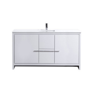 KubeBath AD660S Dolce 60 Inch Bath Vanity With White Quartz Counter-Top