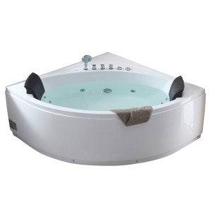 EAGO AM200 5' Rounded Modern Double Seat Corner Whirlpool Bath Tub with Fix
