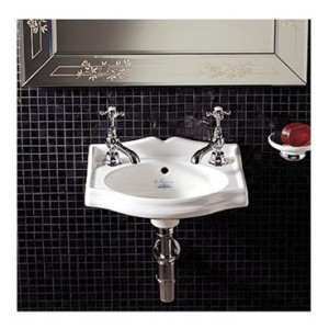 Whitehaus AR035T-C White Porcelain Rectangular Wall Mount Bathroom Sink