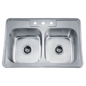 Dawn AST102 Drop In Double Bowl Stainless Kitchen Sink