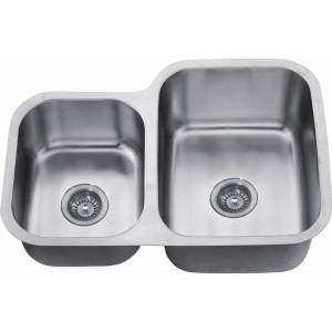 Dawn ASU110L Undermount Satin Double Bowl Kitchen Sink
