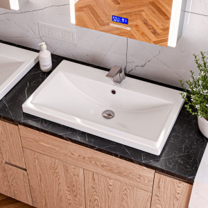EAGO BH001 White Ceramic 32 x19  Rectangular Drop In Sink