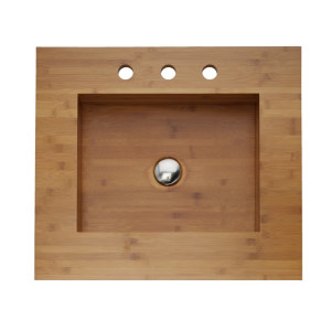 Lenova BV-02 Bamboo Rectangle Bathroom Vanity Top Sink Combo 25X 22 X 4-3/4