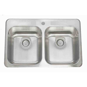 Lenova CA-TM-ED Stainless Steel Sink Equal Double Bowl 18 Gauge Top Mount