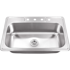 Cahaba CA113SB33 33 x 22 Inch 20 gauge S. Steel Single Bowl Kitchen Sink