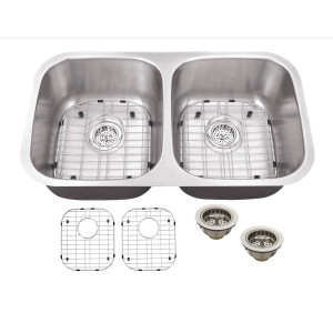 Cahaba CA122132 18 Gauge Double Bowl Kitchen Sink With Grid Sets and Drain