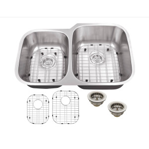 Cahaba CA122332 18 Gauge Double Bowl Kitchen Sink With Grid Sets and Drain