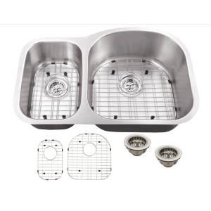 Cahaba CA122532 18 Gauge Double Bowl Kitchen Sink With Grid Sets and Drain