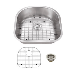 Cahaba CA122SBD30 18 Gauge Single D-Shape Kitchen Sink w/ Grid Set & Drain