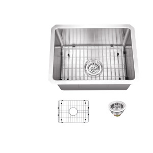 Cahaba CA221SB15 Gauge S. Steel Single Bowl Bar and Prep Sink With Grid Set