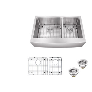 Cahaba CA231232 16 Gauge S. Steel Apron Front 60/40 KitchenSink w/ Grid Set
