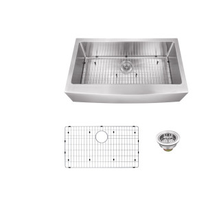 Cahaba CA231SB32 16 Gauge Apron Front Single Bowl Kitchen Sink w/ Grid Set